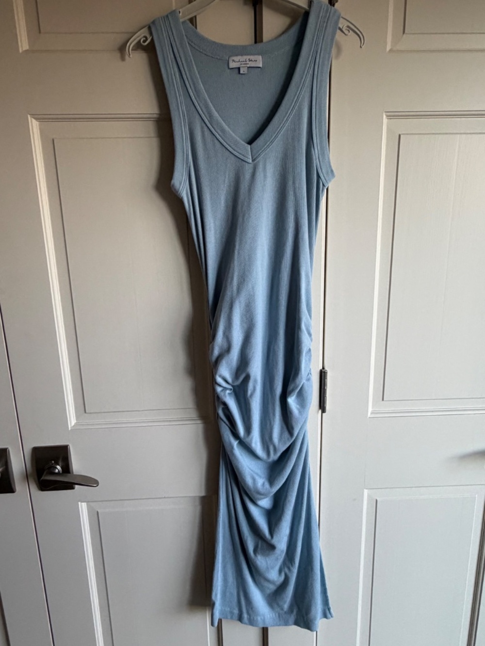 Michael Stars Light Blue Sleeveless Ruched Maxi Dress